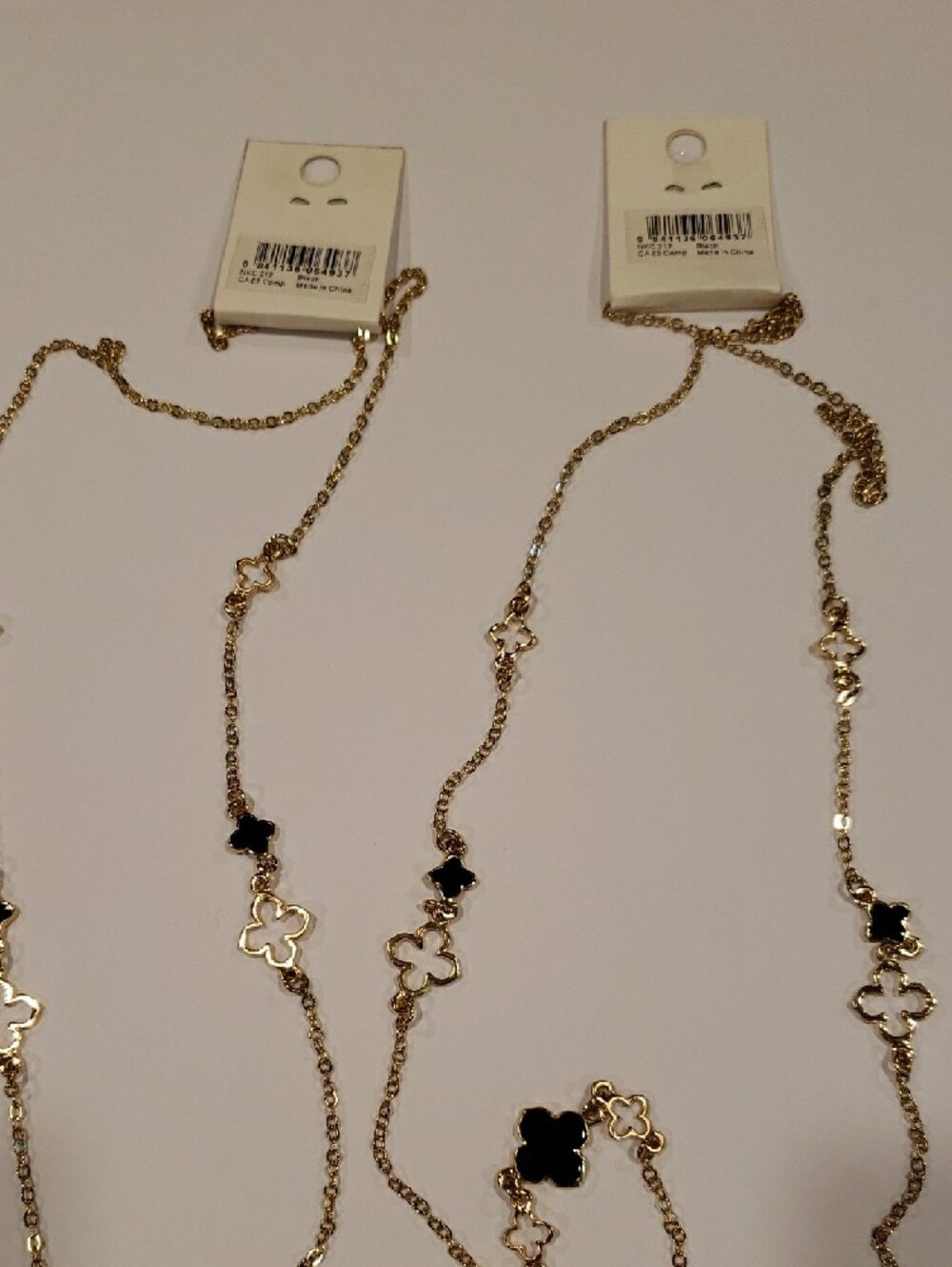 Amrita Singh Gold Long Necklace with Black Clover Charms - Picture 5 of 5
